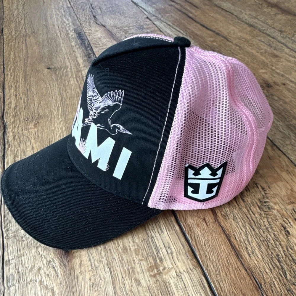 Inter Miami Trucker Hat Black/Pink Mesh Back Adjustable One Size